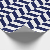 Navy Blue und Weiß Extra Large Herringbone Geschenkpapier (Ecke)