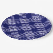 Navy Blue und Weiß Kariert Pappteller (Schrägansicht)