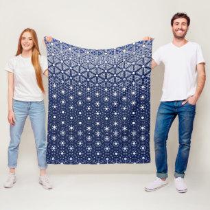 Navy Blue und Weiß Mosaik Fleecedecke