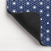 Navy Blue und Weiß Mosaik Mousepad (Ecke)