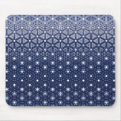 Navy Blue und Weiß Mosaik Mousepad (Vorne)