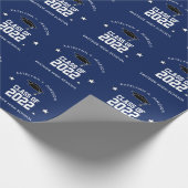 Navy Blue und White Abschluss Custom Geschenkpapier (Ecke)