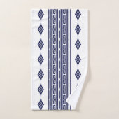 Navy Blue und White Aztec Tribal Stribal Muster Badhandtuch Set (Handtuch)