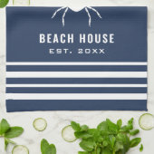 Navy Blue und White Beach House, die Familie des C Geschirrtuch (Gefaltet)