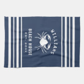 Navy Blue und White Beach House, die Familie des C Geschirrtuch (Horizontal)