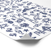 Navy Blue und White Charleston Toile Mini Poster (Ecke)