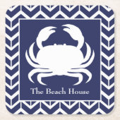 Navy Blue und White Crab personalisieren Wasserbec Rechteckiger Pappuntersetzer (Vorderseite)