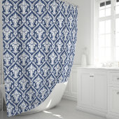Navy Blue und White Damask Duschvorhang