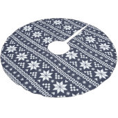 Navy Blue und White Fair Isle Pattern Polyester Weihnachtsbaumdecke (Schrägansicht)