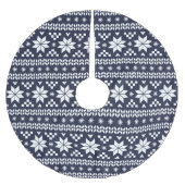 Navy Blue und White Fair Isle Pattern Polyester Weihnachtsbaumdecke (Vorderseite)