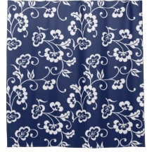 Navy Blue und White Floral Muster