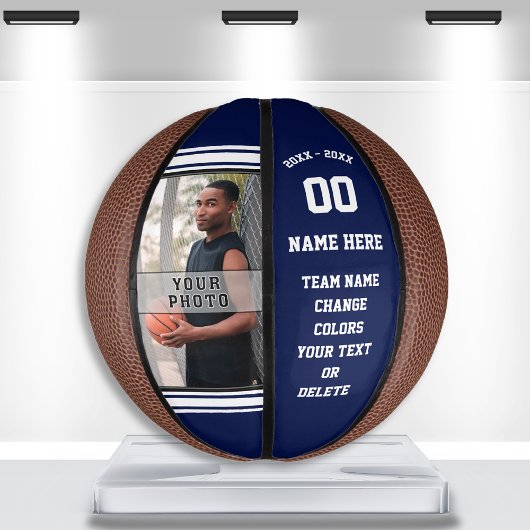 Navy Blue und White FOTO Custom Mini Basketballs