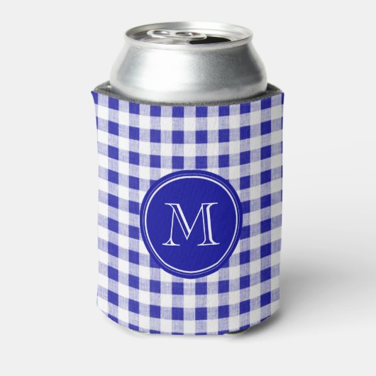 Navy Blue und White Gingham, Ihre Monogram Dosenkühler (Kanne Rückseite)