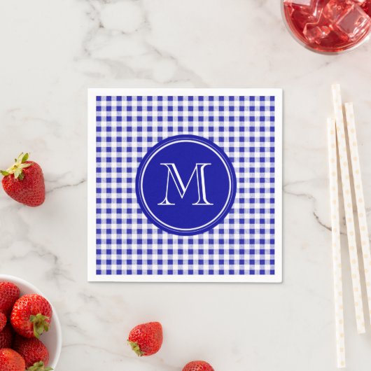 Navy Blue und White Gingham, Ihre Monogram Serviette (Beispiel)
