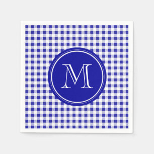 Navy Blue und White Gingham, Ihre Monogram Serviette