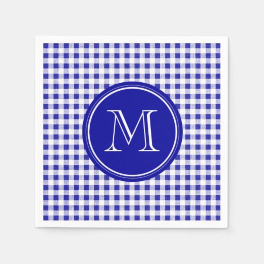 Navy Blue und White Gingham, Ihre Monogram Serviette (Vorderseite)