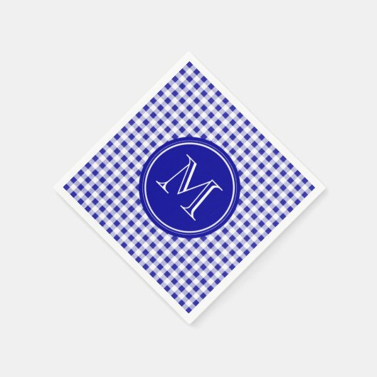 Navy Blue und White Gingham, Ihre Monogram Serviette (Ecke)