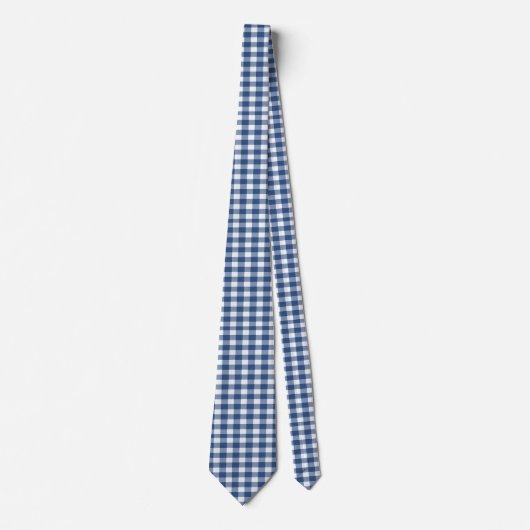 Navy Blue und White Gingham Krawatte (Vorderseite)