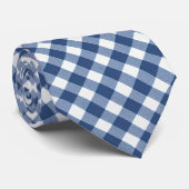 Navy Blue und White Gingham Krawatte (Gerollt)