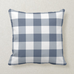 Navy Blue und White Gingham Pattern Kissen
