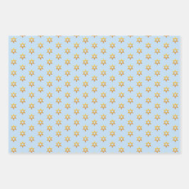 Navy Blue und White Hanukkah Golden David Star Geschenkpapier Set