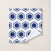 Navy Blue und White Hexagonal Muster Badhandtuch Set (Waschlappen)