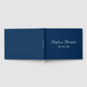 Navy Blue und White Hübsch Curly Script Wedding Gästebuch (Voll)
