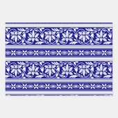 Navy Blue und White Indian Floral Pattern Geschenkpapier Set (Vorderseite 3)