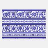 Navy Blue und White Indian Floral Pattern Geschenkpapier Set (Vorderseite 2)