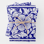 Navy Blue und White Indian Floral Pattern Geschenkpapier Set (Beispiel)