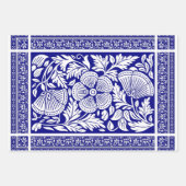 Navy Blue und White Indian Floral Pattern Geschenkpapier Set (Vorderseite)
