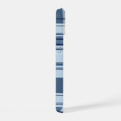 Navy Blue und White Kariert Pattern iPhone 15 Hülle (Rechte Seite)