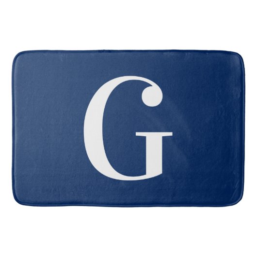 Navy Blue und White Large G Monogram Badematte (Vorderseite)