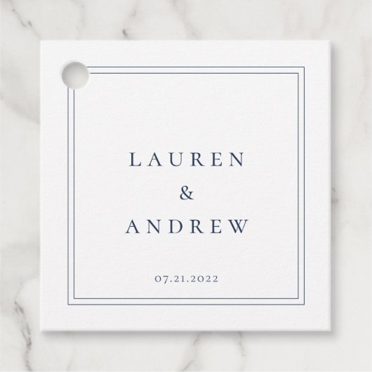 Navy Blue und White Modern Minimalistisch Geschenkanhänger (Vorderseite)