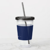 Navy Blue und White Modern Monogram Acryltrinkbecher (Links)