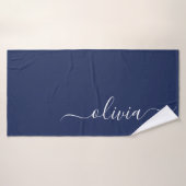 Navy Blue und White Modern Monogram Badehandtuch (Badehandtuch)