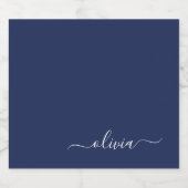Navy Blue und White Modern Monogram Bierflaschenetikett (Einzelnes Label)
