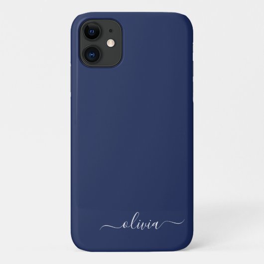 Navy Blue und White Modern Monogram Case-Mate iPhone Hülle (Rückseite)