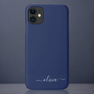 Navy Blue und White Modern Monogram Case-Mate iPhone Hülle