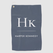 Navy Blue und White Modern Monogram EleganCustom Golfhandtuch (Vorderseite)