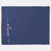 Navy Blue und White Modern Monogram Fleecedecke (Vorderseite (Horizontal))