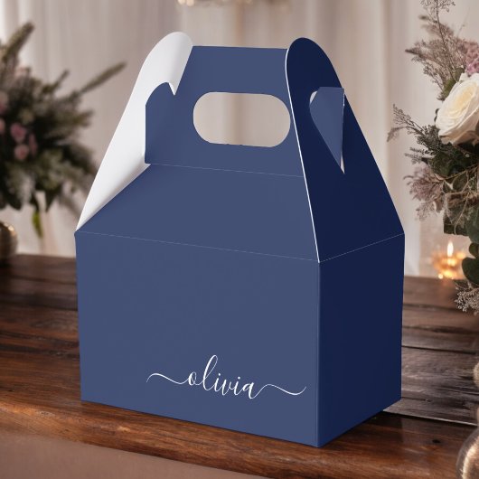 Navy Blue und White Modern Monogram Geschenkschachtel