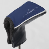 Navy Blue und White Modern Monogram Golf Headcover (3/4 Vorderseite)
