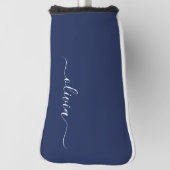 Navy Blue und White Modern Monogram Golf Headcover (Rotieren 90)