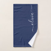 Navy Blue und White Modern Monogram Handtuch (Handtuch)