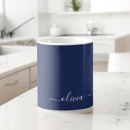 Navy Blue und White Modern Monogram Kaffeetasse