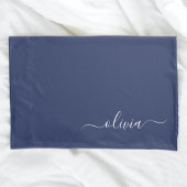 Navy Blue und White Modern Monogram Kissenbezug
