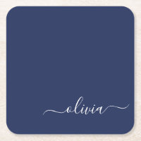 Navy Blue und White Modern Monogram