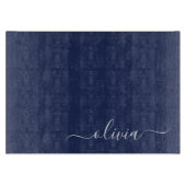 Navy Blue und White Modern Monogram Schneidebrett (Vorderseite)