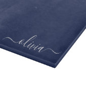 Navy Blue und White Modern Monogram Schneidebrett (Ecke)